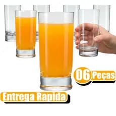 Kit Jogo 6 Copo Amassadinho 310mL Long Drink Vidro Incolor Nadir