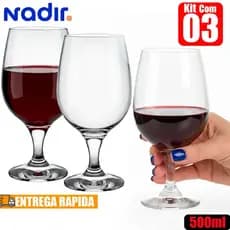 Jogo Kit De Taças de Vidro Com 03 Unidades Para Cerveja Belga Vinho Nadir 500ml