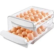 Gaveteiro Porta Ovos para Geladeira 32 Unidades Organizador de Ovos Duplo Empilhável para Cozinha