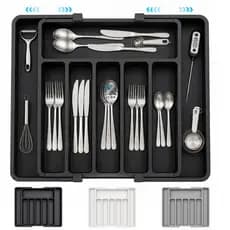 Organizador de Gaveta Porta Talheres Ajustável Expansível para Cozinha Bandeja Divisória Utensílios