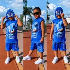 Conjunto infantil Fantasia Sonic Temático Aniversário Homem Aranha Marvel Anime