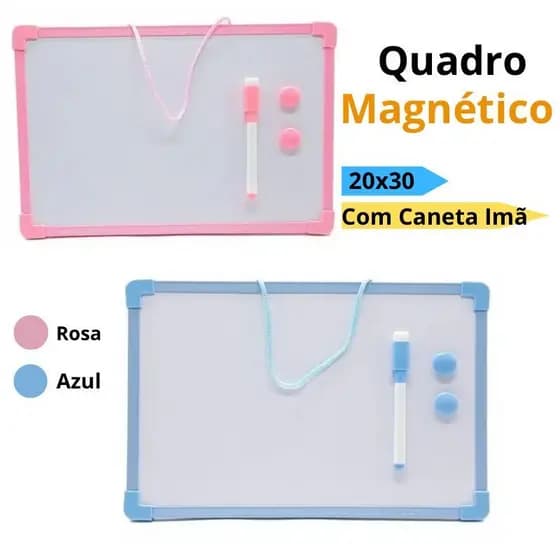 Lousa Quadro Branco 20x30cm Magnético Caneta Com Apagador Didático Anotação Planner