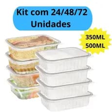 Kit Marmita Pote 350ml 500ml com Tampa Freezer Microondas Fitness Marmitex Organizador