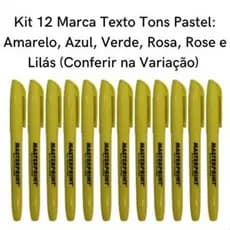 Kit 12 Marca Texto Pastel Tons Amarelo, Verde, Azul, Rosa, Rose e Lilás - Grifa Texto Masterprint