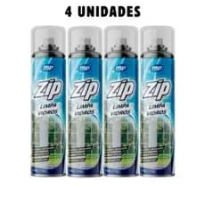 Limpa Vidros Espuma Spray 400ml Sem Manchas Limpeza a Seco Multiuso Vidro Espelho Box Carro Zip Clean