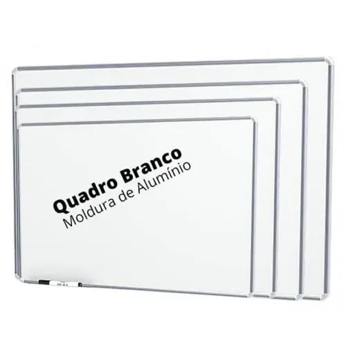 Quadro Branco Moldura em Alumínio Lousa + 4 Pincel + Apagador - Escolha o Tamanho 60x40 70x50