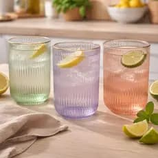 Jogos de Copos Coloridos com Borda Dourada Cameratta– 450ml