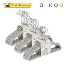 Cabide De Veludo Infantil Cinza Kit Com 10, 20 ou 30 Unid - Oikos