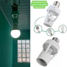 Bocal Soquete Sensor De movimento Presença Fotocélula Para Lâmpada E27 bivolt c/ regulador de tempo