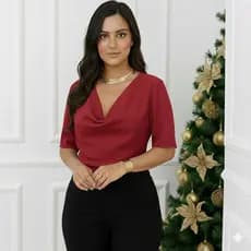 Blusinha Gola Boba Feminina Suplex Elegante Confortável Moda Casual