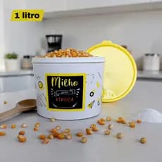 Potes Plásticos Decorados Pequenos 1 litro Farofa, Milho, Leite em Pó, Chocolate e Sal