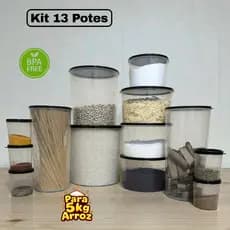 Kit 13 Potes Plásticos Transparentes Porta Mantimentos Organizadores Cozinha
