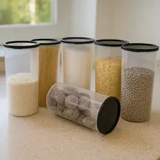Kit Potes Plásticos Redondos e Transparentes 2,5 litros Cozinha Organização Alimentos Mantimentos