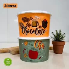 Kit 2 Potes Plásticos Organizadores para Chá e Chocolate Retrô 2 Litros