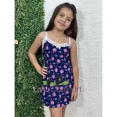 Camisola Infantil Liganete Confortável Microfibra Feminina Renda Alcinha Estampas Divertidas