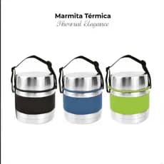 marmita termica preta frio e quente aço inox 304 alta qualidade com alca 750ml dois andares-ke home