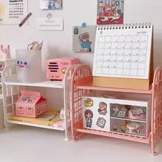 Organizador Prateleira Com Duas Camadas Plástico Versátil  Para Mesa