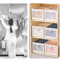 KIT 1/ 2 / 4 pcscesto organizador roupa cobertor casacos armário  40X27X17/47X27X20 cm CM, bom material R