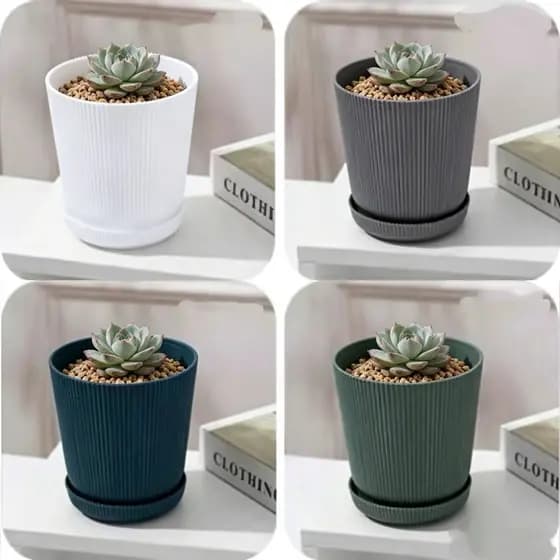 1/3/5 pcs Vaso de flor Cachepô  Decorativo com bandeja Plastico