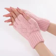 Luva De Inverno Meio Dedo Para Meninas Femininas Candy Cor Do Pulso De Malha Quente Sem Aquecedor De Mão