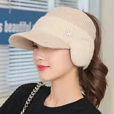 Chapéu De Inverno Feminino Moda Streetwear Decorar Gorro Para Mulher Casual Malha Quente Boné