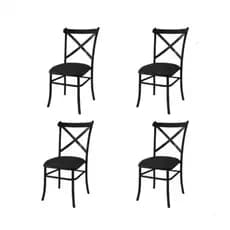 Kit 4 Cadeiras Cairo Em Aço Estilo Industrial Cozinha Restaurantes Buffet Estofado Preto