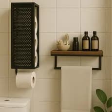 Kit Acessórios para Banheiro Porta Papel Higiênico e Porta Toalhas de Rosto Industrial