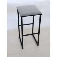 Banco Alto Banqueta 67cm Reforçada Para Área Gourmet Cozinha Preta e Linho Cinza 1 Unidade