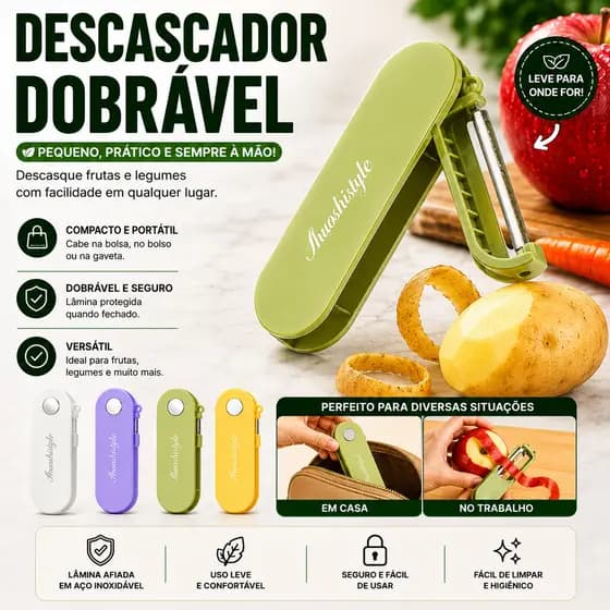 Descascador de Legumes Manual lâmina em aço inoxidável durável compacto prepara fatias legumes frutas verduras