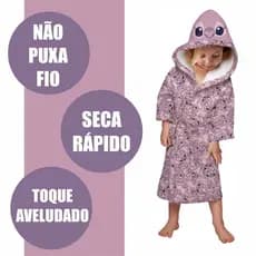 Roupão Infantil Stitch e Angel Disney Lepper Banho e Piscina Com Capuz