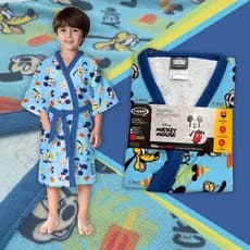 Roupão Infantil De Banho Felpudo Lepper Mickey Praia Piscina