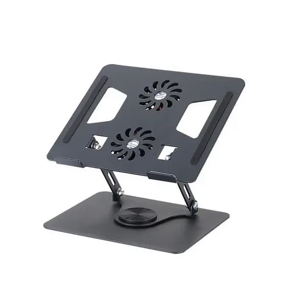 Suporte Com 2 Coolers Alumínio Base 360° Macbook Notebook