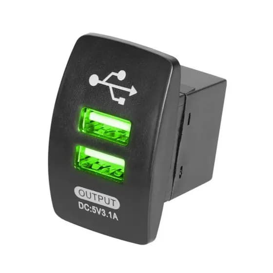 Carregador USB Duplo Com Led Para Carro Moto A Prova D'Agua
