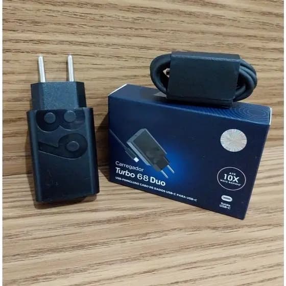 Carregador Rápido Turbo Power 68W Tipo C Compatível Moto G, Edge 30 40 50, Razr