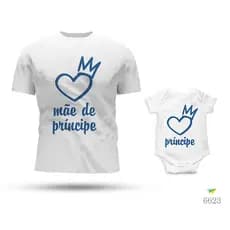 Kit Tal Mãe Tal Filho Body e Camiseta Tema Principe e Mãe de Principe