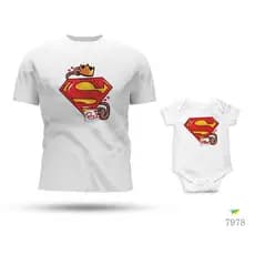 Kit Tal Pai Tal Filha Body e Camiseta Superman Superpai Superfilha