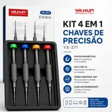 Kit Ferramentas Precisão YAXUN YX-371 4 em 1 Chaves Magnéticas S2 Reparo Celular Notebook Tablet