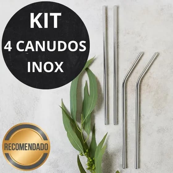 Kit 4, 8 Canudos Inox Reutilizáveis Sustentáveis Ecológicos Laváveis Portáteis Achei Online