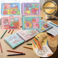 Livro de Colorir Pipi Family Capivara Kawaii Infantil Criativo Holográfico Presente Crianças Adultos