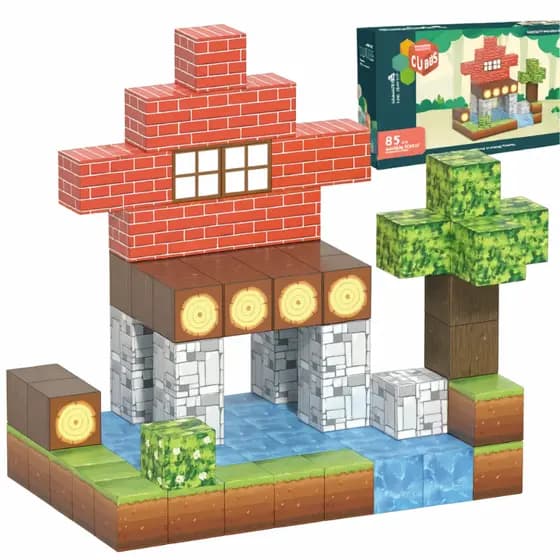 Blocos Magnéticos de Montar C/ 48, 85 ou 154 Peças Criatividade Brinquedo Infantil Raciocínio Lógico