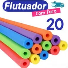 20 Unidades Macarrão Espaguete Flutuador Boias Espuma Com Furo Para Piscina E Praia - Cores Sortidas