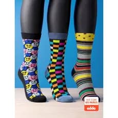 Kit 3 Pares Meias Divertidas Oddo Coloridas Xadrez Emoji Listras