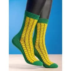 Meia Divertida Oddo Cano Longo Verde e Amarelo Milho
