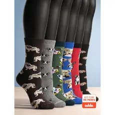 Kit 6 Meias Divertidas Oddo Pet Mania Cachorro Vira Lata Salsicha Basset Dachshund Bulldog