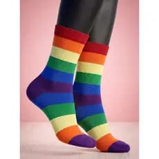 Meia Divertida Oddo Cano Longo Listrado Arco Iris LGBTQIA+
