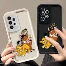 Simba O Rei Leão Olhos De Anjo Passo Estojo De Silicone Líquido Para Telefone Samsung Galaxy S24 S23 S22 S21 S20 FE Nota 20 M54 A10S A05 A04 A03 S E Ultra Plus 5G