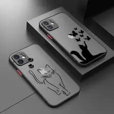 Capa De Telefone Celular Fosca À Prova De Choque Borboleta De Gato Bonito Para Apple iPhone 14 13 12 11 PLUS PRO MAX MINI 6 6S 7 8 X XS XR X SX SE2020 SE2022