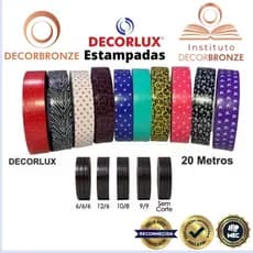 Fitas Estampadas Decoradas 18mmx20m Bronzeamento Inteiras ou Cortadas Coloridas