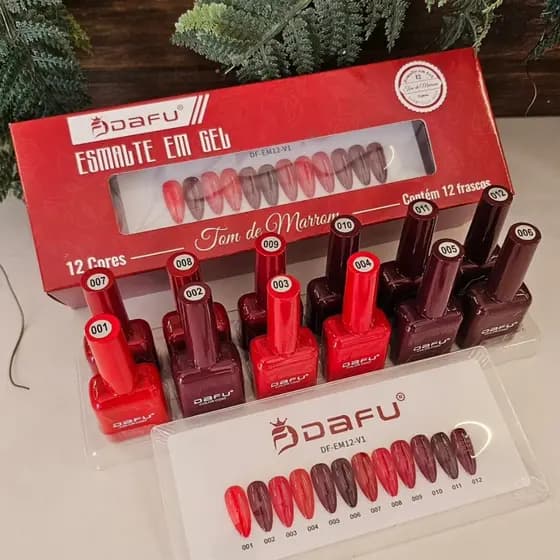 Esmalte em Gel Tons de Cereja Dafu Alta Pigmentação UV LED Brilho Intenso-DF-EM12-V1
