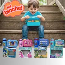Kit Lanche Dino/Fundo do Mar Garrafa Plastica 500ml+Marmita 700ml LeoeLeo